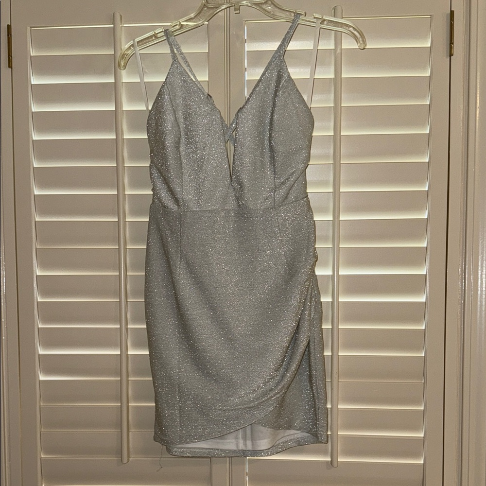 Superdown Silver Sparkle Mini Dress